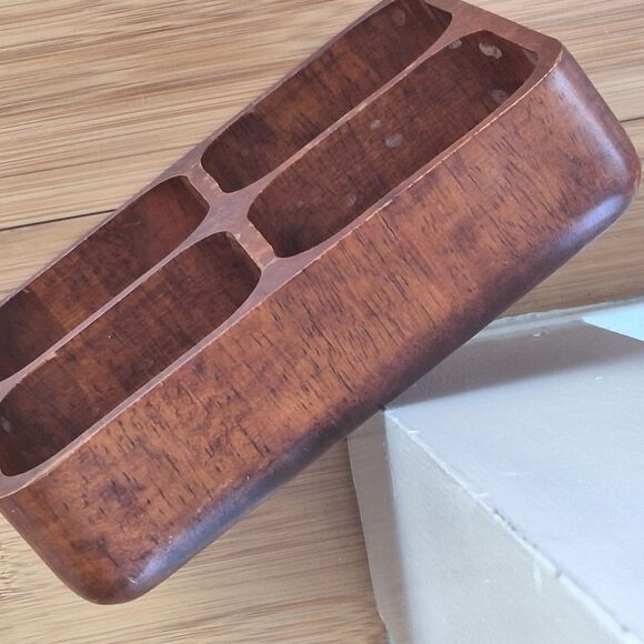 Solid Wood Tray Compartment Nuts Dried Fruit Trinket Organizer Display Decor TLC - Picture 7 of 16